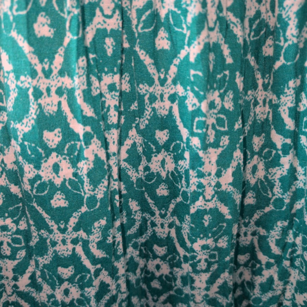 Laura Scott Sleeveless Top Women 1X Teal White Crochet Lace Trim Damask Blouse - Picture 4 of 7